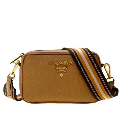 prada 1bh096|Prada Crossbody Camera Bag Guitar Strap Caramel Leather .